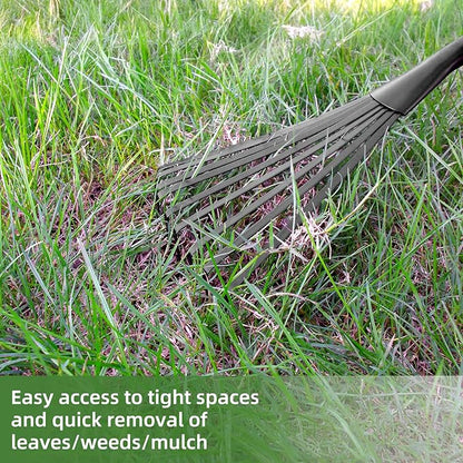 2 Pcs Gardening Hand Rake, 14.5" Alloy Steel Short Handle Shrub Rake for Soil Loosening, Planting and Spreading Mulch, Hanging Hole for Storage, Perfect for Maintaining a Raised Garden Bed