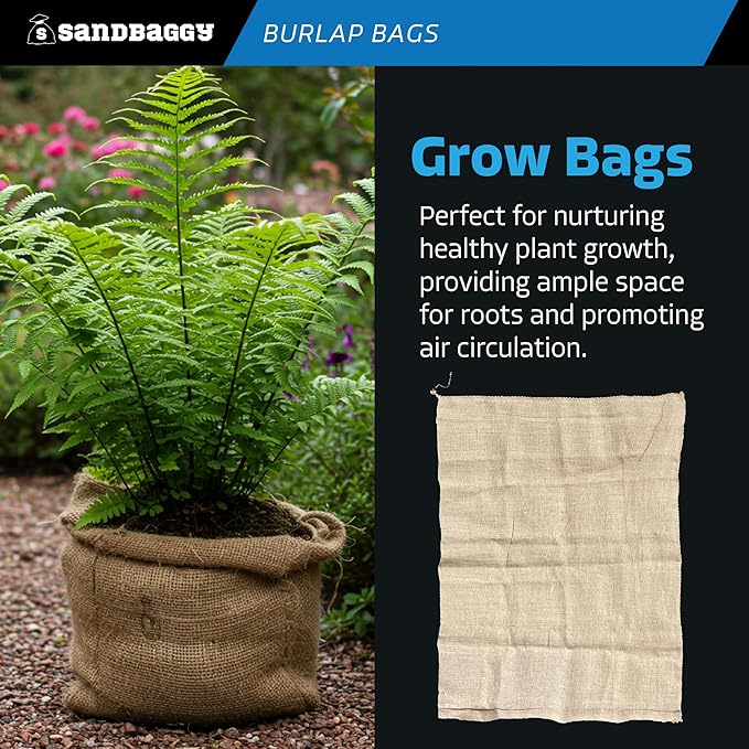 Sandbaggy 36" x 48" Extra Large Burlap Bags - Adult Potato Sack Racing, Grow, Plant Covers - Reusable Grocery Bags - Food Grade (5)