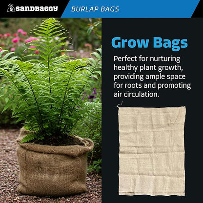 Sandbaggy 36" x 48" Extra Large Burlap Bags - Adult Potato Sack Racing, Grow, Plant Covers - Reusable Grocery Bags - Food Grade (5)