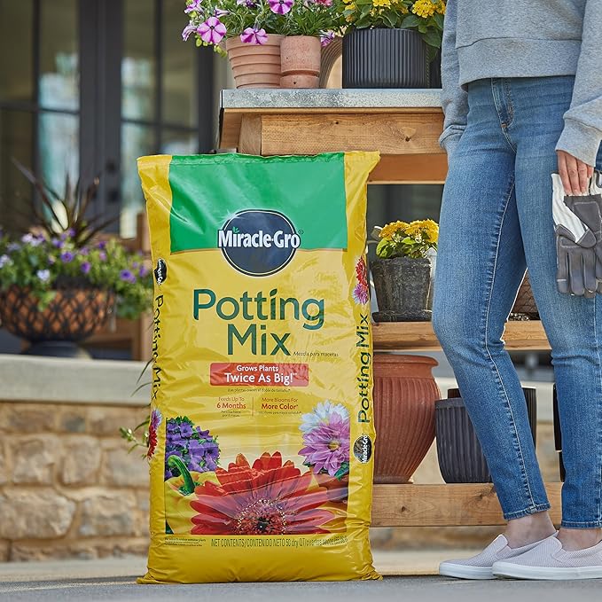 Miracle-Gro Potting Mix - for Potted Plants, Flowers Vegetables Shrubs Annuals and Perennials, Feeds Up to 6 Months - 50 qt. Bags, Pallet of 39