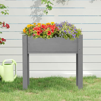 Raised Garden Bed with Legs (31x16x31''), Solid Wood Elevated Planter Box for Outdoor