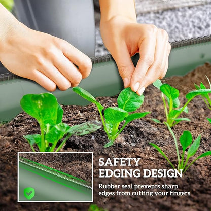 Outsunny 5' x 2' x 1' Galvanized Raised Garden Bed Kit, Outdoor Metal Elevated Planter Box with Safety Edging, Easy DIY Stock Tank for Growing Flowers, Herbs & Vegetables, Green