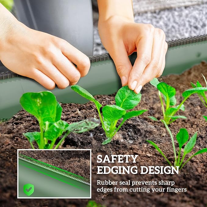 Outsunny 3.5' x 2' x 1' Galvanized Raised Garden Bed Kit, Outdoor Metal Elevated Planter Box with Safety Edging, Easy DIY Stock Tank for Growing Flowers, Herbs & Vegetables, Green