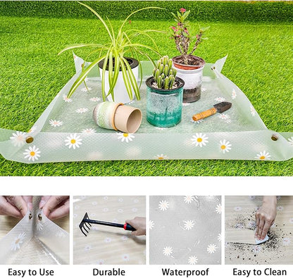Repotting Mat for Indoor Plants Waterproof Clear Potting Mat Foldable Gardening Plants Potting Repotting Tray to Control Potting Soil Indoor Plant Garden Accessories Gifts for Plant Lovers 23.6"