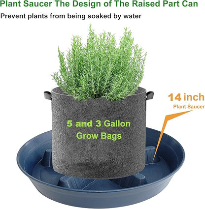 4 Pack Plant Saucer 14 inch, Plastic Plant Saucers for Indoors, Raised Middle Plant Trays for Pots, Water Tray for Plants, Plant Stand Water Catcher Tray, Pot Saucers for Plants