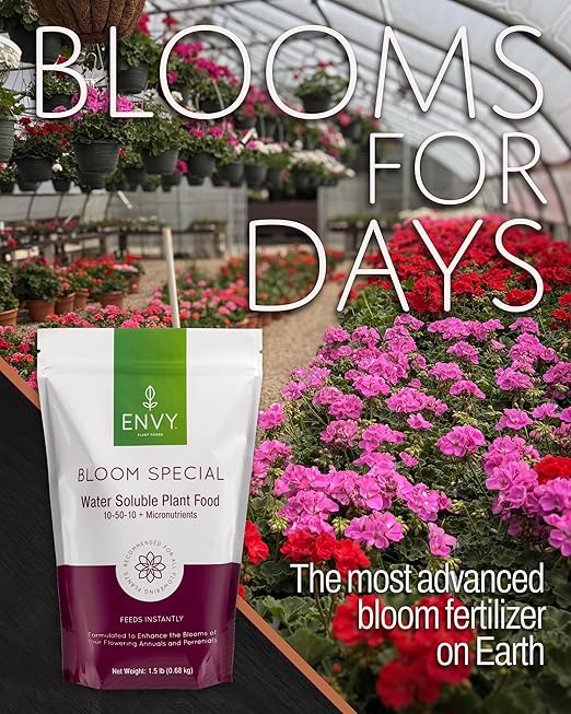 ENVY Bloom Special Plant Fertilizer for Flowering Plants, 1.5 Pound - Makes 150 Gallons, for Indoor and Outdoor Plants, Pet Safe, Water Soluble, Made in USA