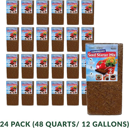 Ferry Morse Seed Starter Mix - Organic, Compressed, Seedling Soil Mix - 24 Pack/48 Qt - Coco Coir