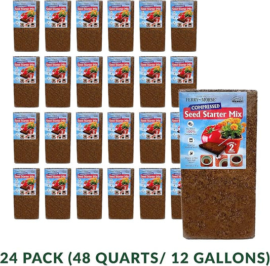 Ferry Morse Seed Starter Mix - Organic, Compressed, Seedling Soil Mix - 24 Pack/48 Qt - Coco Coir