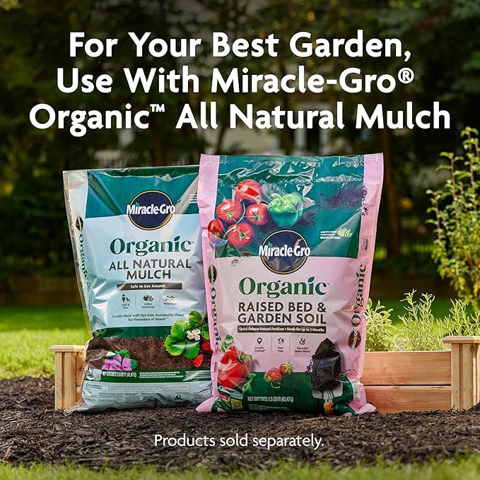 Miracle-Gro Organic Raised Bed & Garden Soil with Quick Release Natural Fertilizer, Peat Free, 1 cu. ft., 2-Pack