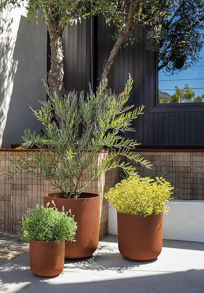 Veradek Patina Series Kona Planter - Round Planter for Outdoor Porch/Garden | Naturally Rusting Planter for All-Weather Use