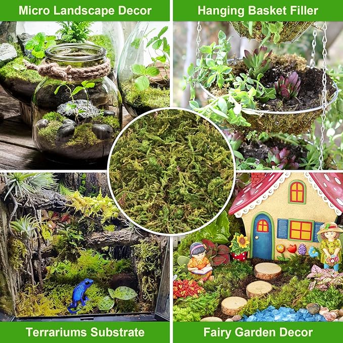 Legigo 3.7OZ Sphagnum Moss for Plants, 4QT Natural Orchid Moss Potting Mix Dired, Green Forest Plant Moss for Orchid Repotting Carnivorous Succulents Indoor Potted Plants Gardening and Reptiles