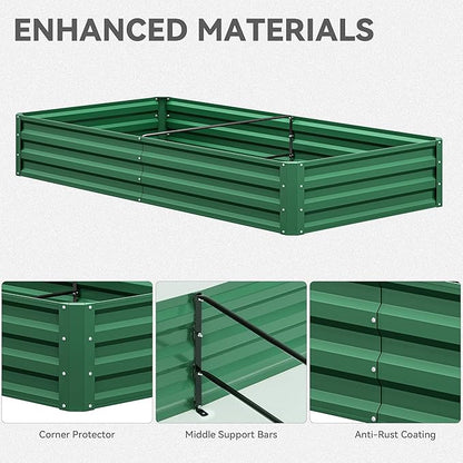 YITAHOME 72x36x12 in 2pcs Galvanized Raised Garden Bed Kit, Large Metal Planter Box with Gloves & Support Rod, Outdoor Flower Bed for Plants Vegetables, Black