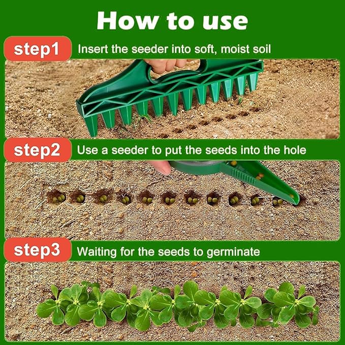7 Pcs Seed Spreader Set, 2025 Upgraded Mini Seed Dispenser, Garden Seed Planter Tool, Hand Held Seed Spreader for Manual Gardening with 12-Hole Dibber, Multifunctional Spacer Gardening Tools