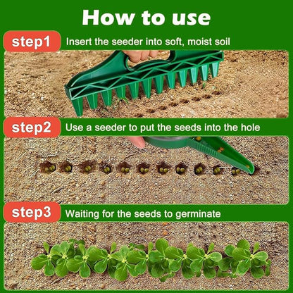 7 Pcs Seed Spreader Set, 2025 Upgraded Mini Seed Dispenser, Garden Seed Planter Tool, Hand Held Seed Spreader for Manual Gardening with 12-Hole Dibber, Multifunctional Spacer Gardening Tools
