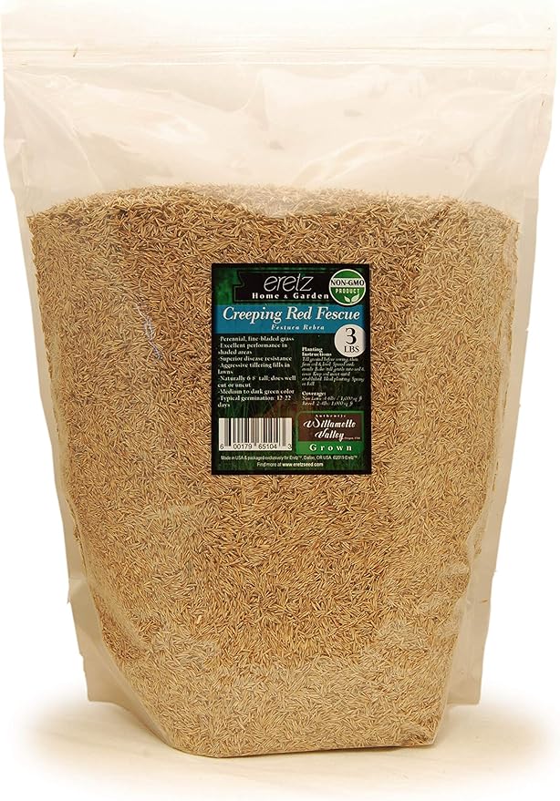 Creeping Red Fescue Seed by Eretz (3lb) - Choose Size! Willamette Valley Oregon Grown, No Fillers, No Weed or Other Crop Seeds, Premium Shade Grass Seed.