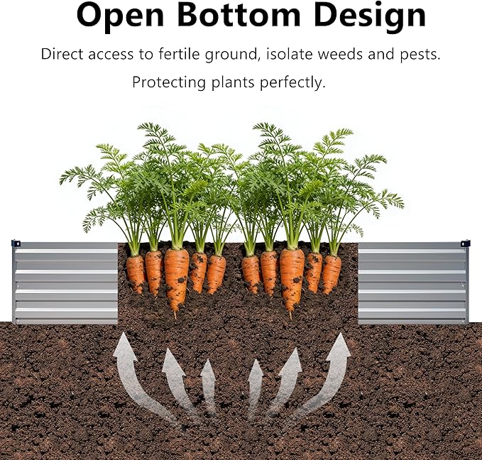 Galvanized Raised Garden Bed,Outdoor Planter Box Metal Patio Kit Planting Bed for Vegetables Flowers and Succulents,10x2x1ft(2 PCS),Silver