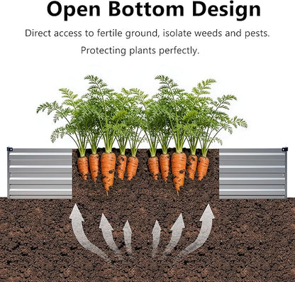 4x3x1 ft(2 Pack) Galvanized Raised Garden Bed,Outdoor Planter Box Metal Patio Kit Planting Bed for Vegetables Flowers and Succulents,Silver