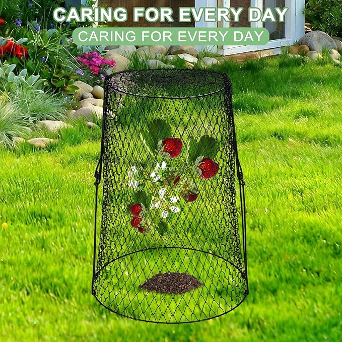 5 Pcs 17.7" Tall Garden Cloches for Plants, 5.9" Long Legs Ground Stakes Plant Cages Stackable Storage, Rustproof Plants Chicken Wire Cloche Plant Protectors from Animals for Squirrels, Rabbits, Deers