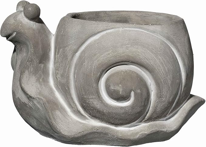 Classic Home and Garden Cement Buddies Animal Planter - Cute Desk Decoration - UV Coated Animal Vase w/Drain Plug - Succulent Plant Pot for Indoor/Outdoor Use (Snail Planter, Natural, Small)