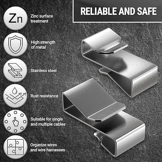 25 PCS 18mm/0.72inch Metal Trailer Wire Clips - Wire Management for Boat, Cargo, Camper, Snowmobile Trailers