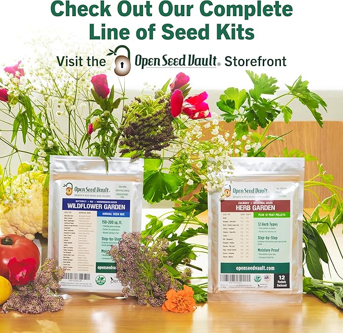 Open Seed Vault |15,000 Heirloom Seeds | 32 Seed Types | Survival Seeds | 2026 Season | Non GMO Vegetable and Fruit Seeds | Planting Outdoor & Indoor Garden