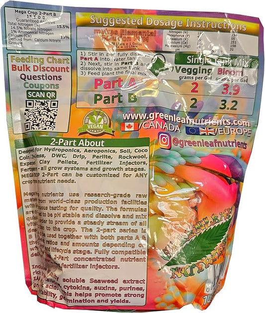 Calcium Nitrate 15.5-0-0 Mega Crop 2 Part B Hydroponic Soil Fertilizer for Plants Granule