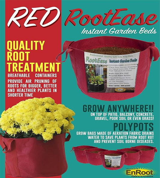 Enroot Products RootEase Garden Planting Fabric Grow Bags, Heavy Duty Durable Fabric Grow Pots, Perfect Harvest Planter, Raised Bed, Best Eco-Friendly Grow Bag - 3 Pack (7 Gallon, Red)