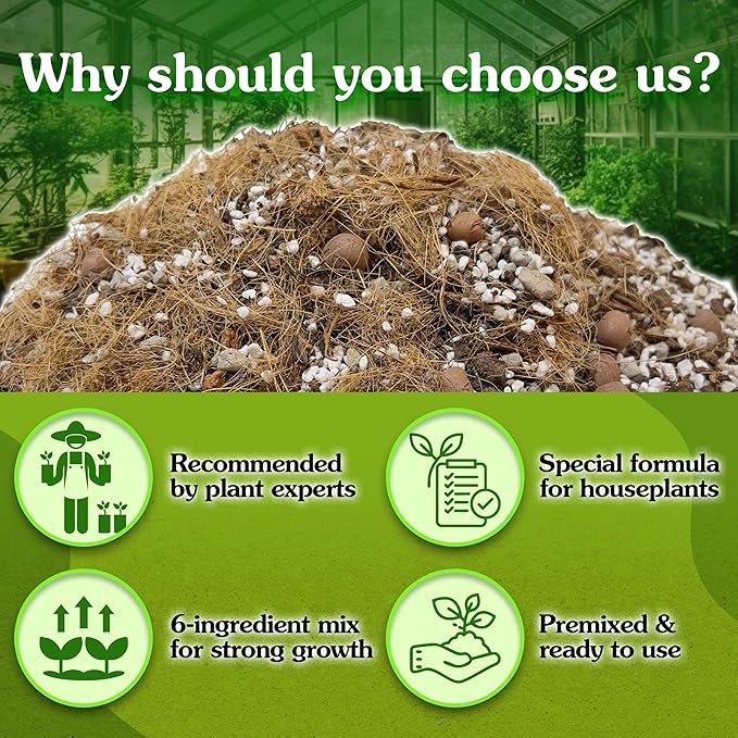 6 in 1 Premium Indoor Plant Potting Soil, Tropical House Plant Potting Mix with Clay Pebbles, Pumice, Coco Fiber, Perlite, Worm Castings, Peat Moss - Ideal for Tropical,Aroid Plants (1 Quart)