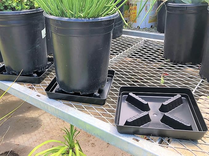 Square Plant Saucer Plastic Plant Trays with Plant Riser Pot Elevator for Indoor Plant pots and Outdoor Potted Plants Planter Tray Water Drainage drip Tray 13-inch by square farmer (50-Pack)