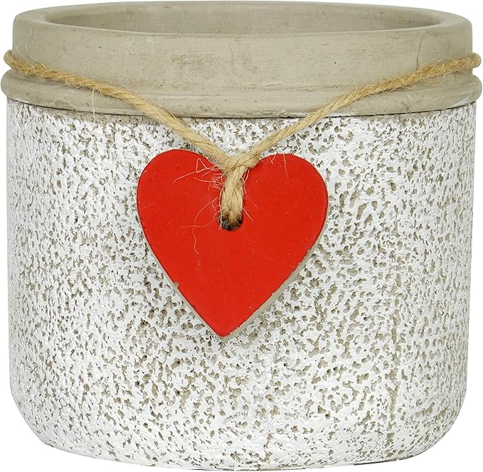 Classic Home and Garden 210029P-396 Heart Pot Planter, Small, Whitewash