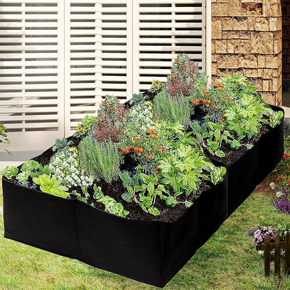 128 Gallon Garden Grow Bags, 6x3x1Ft Fabric Raised Garden Bed, Rectangular Grow Bags for Growing Vegetables Potatoes Flowers Planting Container (8Grids)