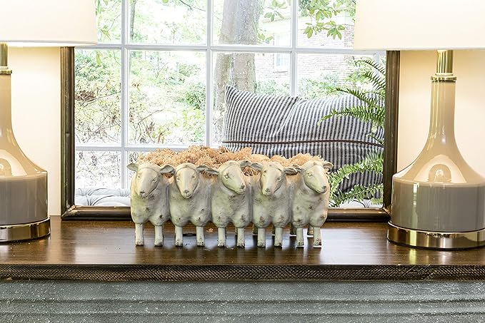 Creative Co-Op Farmhouse Resin Sheep Planter, White