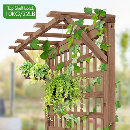 Yaheetech 72" H Horticulture Garden Planter with Trellis for Vine Climbing Plants, Raised Box Outdoor w/Drainage Holes Raised Garden Bed Planter Box for Flowers, Dark Brown