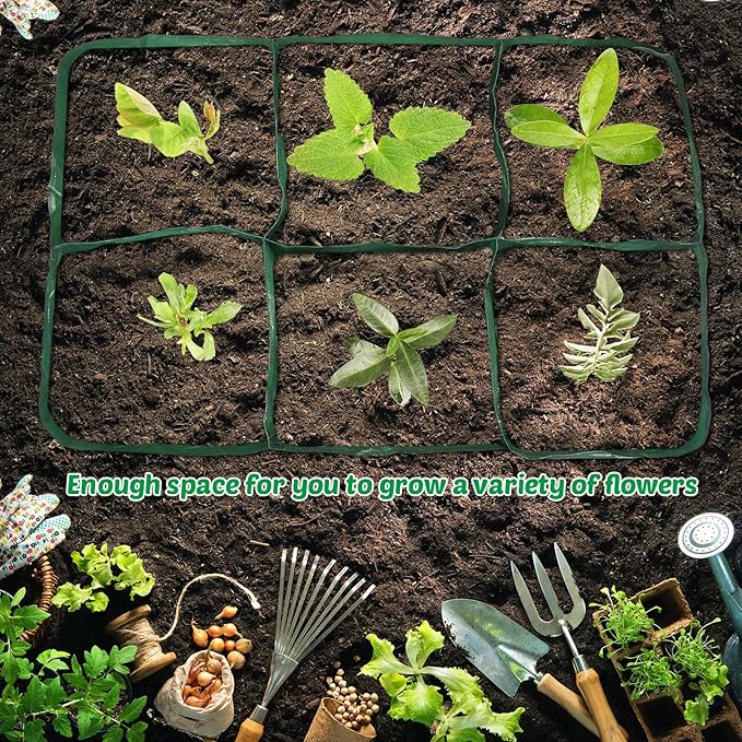 Gerrii 6 Pack 35 Gallon Fabric Raised Garden Beds Rectangle Garden Planting Bed with 6 Divided Grids Drainage Holes 4 Pcs Warehouse Gloves for Vegetables Flowers Tomatoes Herb(Polypropylene, Cotton)