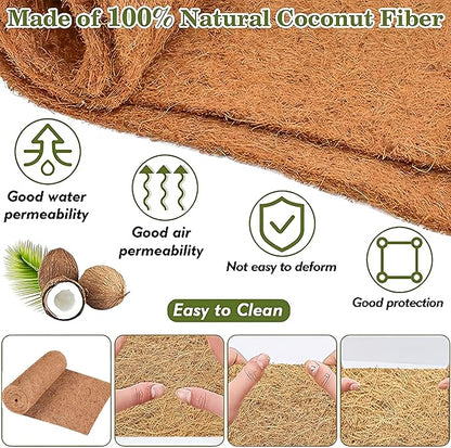 2 Rolls 15.7x78.7inch Natural Coco Coir Fiber Liner Roll Sheet, Coconut Fiber Pad, for Planter Flower Basket Liner Garden Decoration Animal Pet Pad