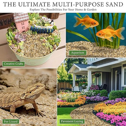 8LB Horticultural Sand for Succulents and Cactus Soil, 3-5mm Natural Coarse Sand for Plants, Multi-Purpose Silica Horticultural Grit for Aquarium, Vase Filler, Fire Pit & Garden Decor