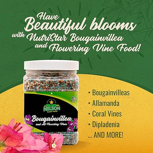 Nelson Plant Food For All Flowering Vines Bougainvillea Trumpet Wisteria Honeysuckles Indoor Outdoor Granular Fertilizer NutriStar 17-7-10 (2 lb)