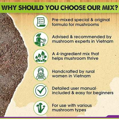 DUSPRO Recycle Premium 4-in-1 Mushroom Substrate Mix with Coco Coir, Zeolite, Gypsum & Vermiculite – Ideal Mushroom Growing Mix for Gardening, Moisture Retention, pH Balance & Ready to Use Mixture 2QT
