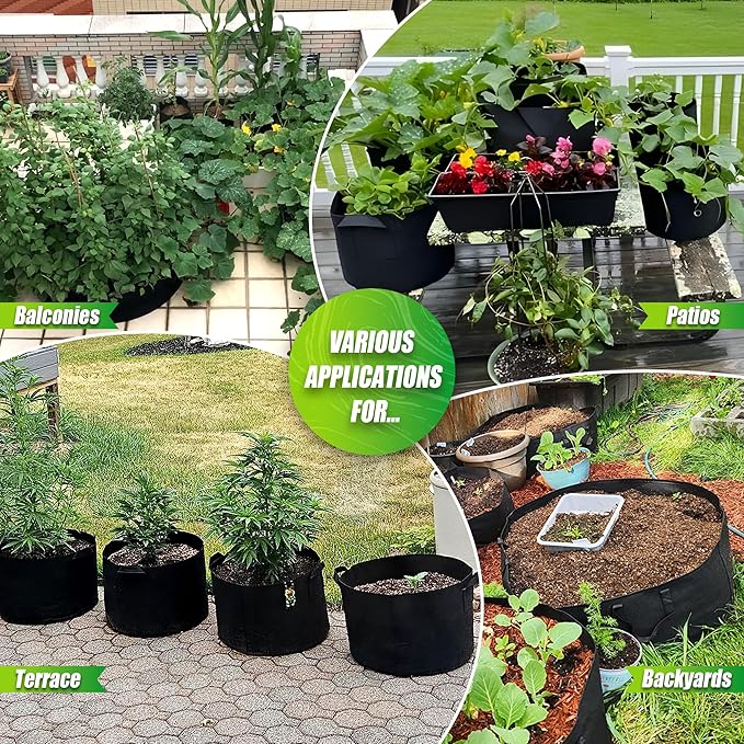 50 Gallon Grow Bags- 3x1ft Fabric Raised Garden Beds for Outdoor, Use for Herbs Breathable & Sturdy Planter Box, Round Plant Growing Container Raised Flower Bed