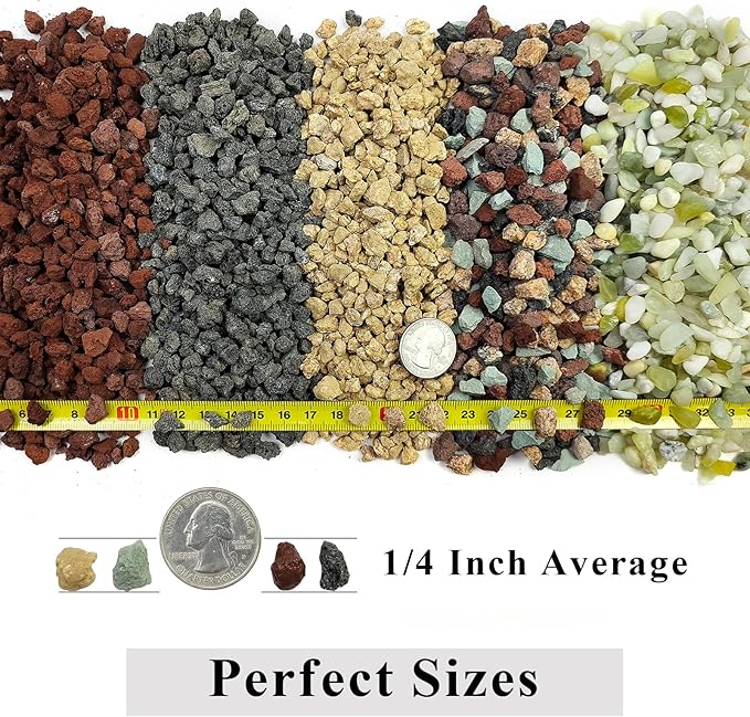 2 lbs Red Lava Rocks for Plants,1/4 Inch Crush Volcanic Rock Gravel Potting Mix for Succulent Cactus Bonsai Aquarium Fire Pits and Garden Landscaping