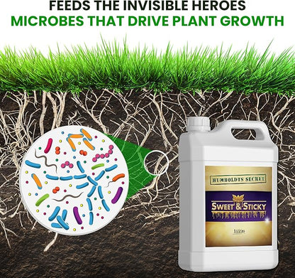Humboldts Secret Sweet & Sticky Carbohydrate and Saccharide Plant Energy Additive | Indoor and Outdoor Plant Nutrients Enhancer for Growth and Aroma | Boosts Flavor and Development | 2.5 Gallon
