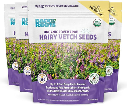 Back to The Roots 100% Organic Hairy Vetch Cover Crop Seeds, Covers ~1000 sq. ft.