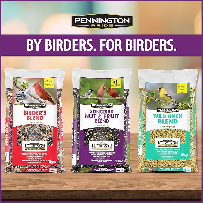 Pennington Pride Songbird Nut & Fruit Blend, Wild Bird Seed for Outside Feeders, Advanced Nutrition Formula for Health, Bird Food, 10-lb. Bag
