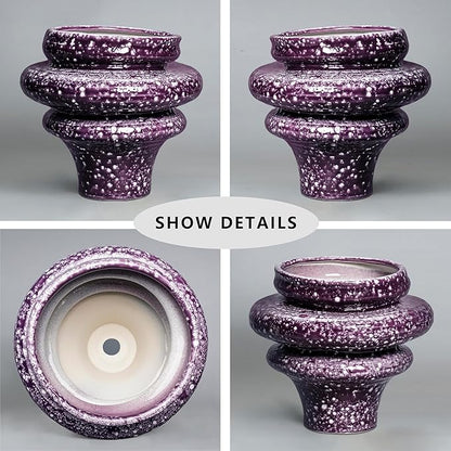 Ceramic Plant Pots - 11 Inch Ceramic Planters for Indoor Outdoor Plants, Large Unique Flower Pots with Drainage Hole, Decorative Planters, Home Decor, Plants Lover Gifts, Purple