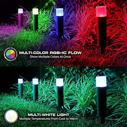 Monster Smart RGB+IC+WW Pathway LED Lights, 8 Individually Controlled Dimmable LEDs, Sound Reactive, IP44 Water & Weather Resistant, Compatible with Alexa, Siri, Google Home, Monster App, Razer Chroma