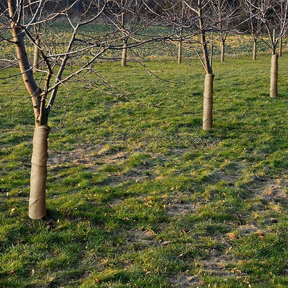 15.7in x 19.7ft Natural Burlap Tree Wrap Rolls- Burlap Fabric Tree Trunk Protector- Burlap Plants Wrap Bandage with Ropes- Frost & Freeze Protection Cloth for Outdoor Trees, Shrubs, Plants in Winter