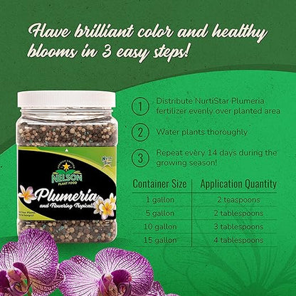 Nelson Plumeria Plant and All Flowering Tropicals Food Ferns Orchids Lilys In Ground Container Patio Grown Granular Fertilizer NutriStar 5-30-5 (4 lb)