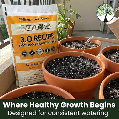 BuildASoil Potting Soil Recipe 3.0 - Organic Living Potting Soil Mix for Indoor and Outdoor Plants, Water-Only Formula, Well-Draining Indoor Garden Dirt for Full Growth Cycle - 35 lbs