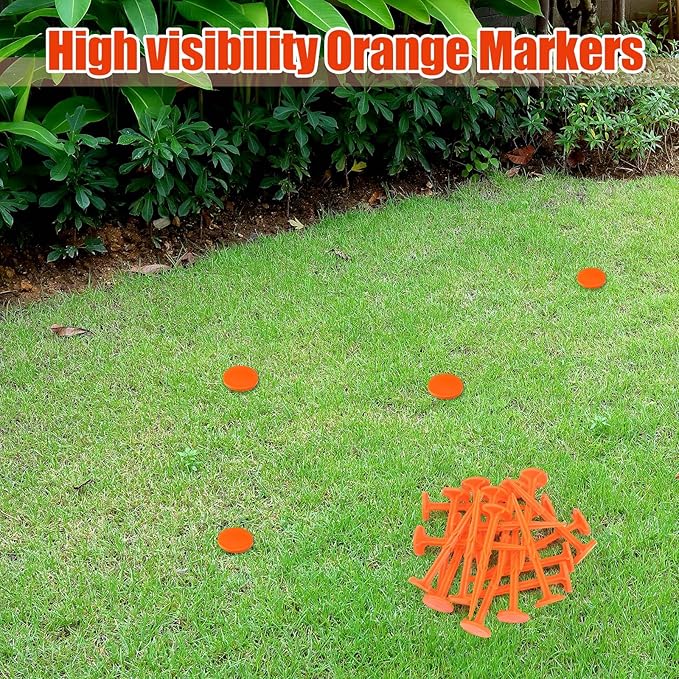 Nuanchu 20 Pcs 5 Inch Low Profile Survey Stakes Hi-vis Garden Property Line Marker Stakes for Lawn Edges, Patios, Gardens, Paver Landscape Fabric Tarps Weed Barriers (Orange,5 x 1.5 Inches)