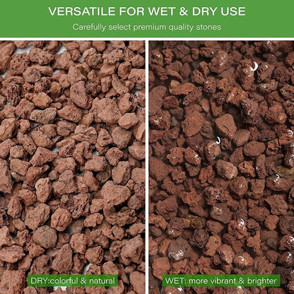 NUPICK 20lb Red Lava Rocks for Plants, 3/8" Succulent Potting Soil Amendments, Decorative Lava Rocks for Fire Pit, Volcanic Gravel for Aquarium, Natural Pebbles Pumice for Cactus, Vase, Top Dressing